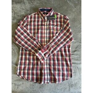 NWT U.S. Polo Assn. Men's Red/Blue Plaid Button Down Long Sleeve Shirt Large
